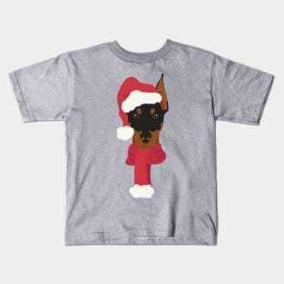 Doberman Christmas Dog Kids T-Shirt